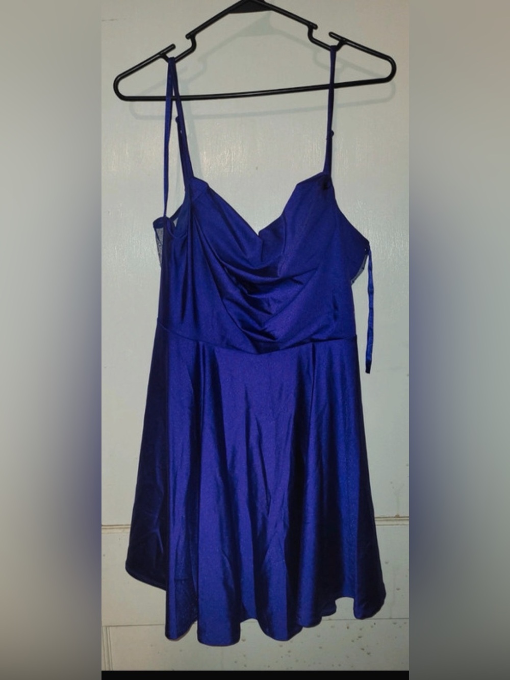 Satin Cowl-Neck Chemise Slip Dress in Royal Blue